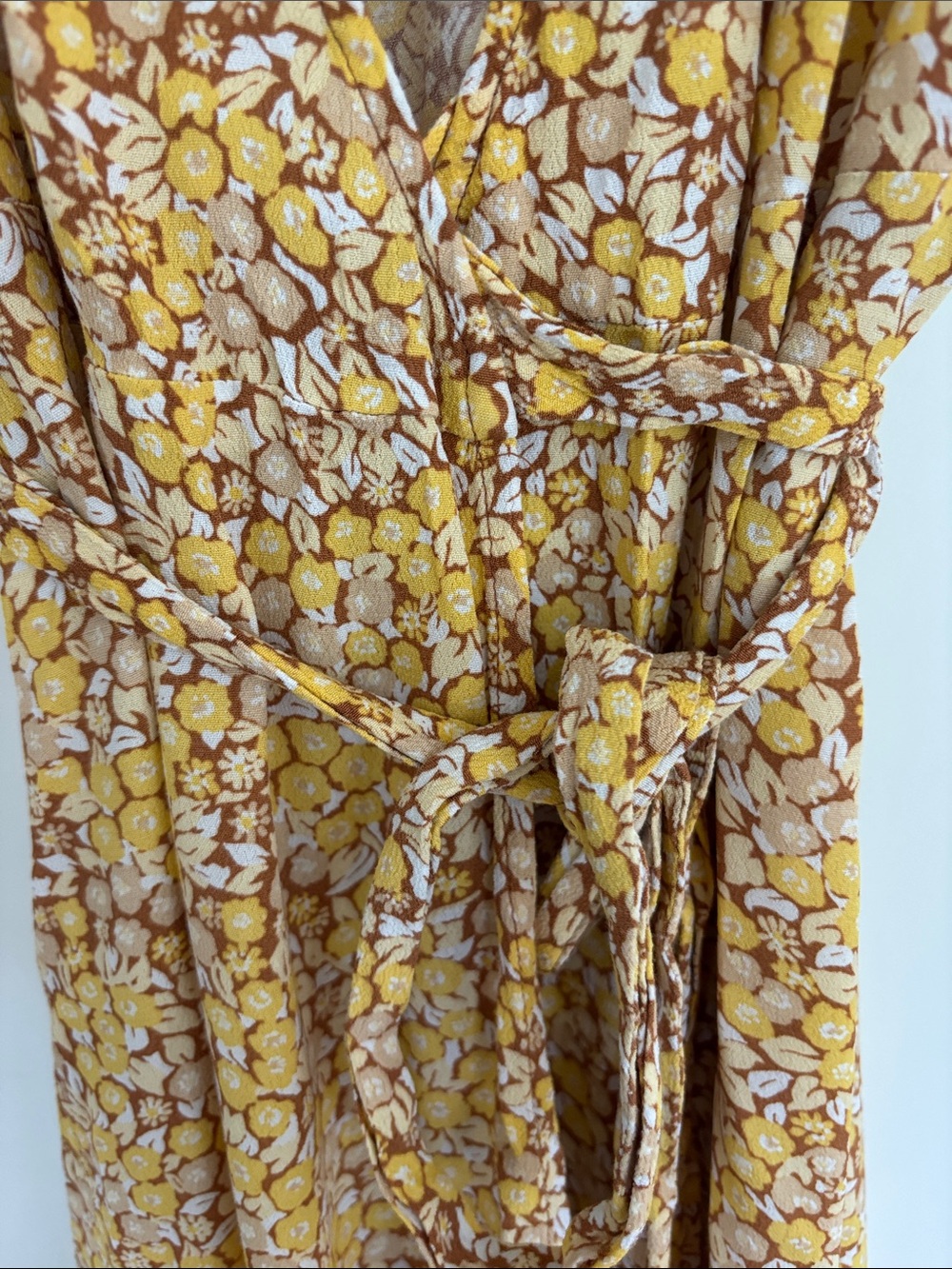 Women’s Yellow Floral Wrap Maxi Dress - Picture 5 of 5